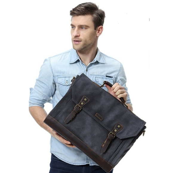 🌟Best Seller🌟 Waxed Canvas Leather Bag Work - Picture 2 of 11